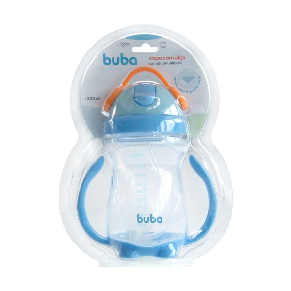 Copo Com Alça Removível e Canudo de Silicone Azul Buba Imagem de Copo Com Alça Removível e Canudo de Silicone Azul Buba