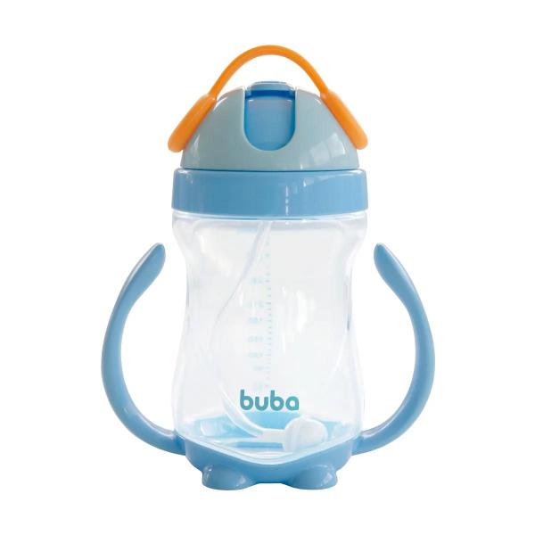 Copo Com Alça Removível e Canudo de Silicone Azul Buba Imagem de Copo Com Alça Removível e Canudo de Silicone Azul Buba