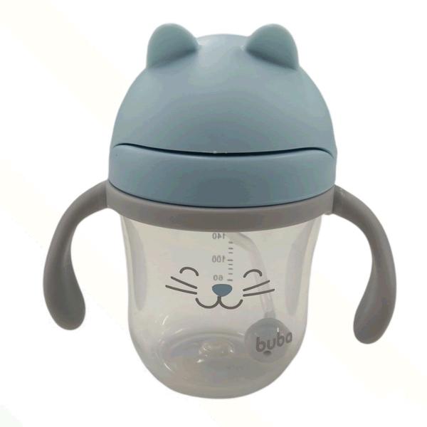 Imagem de Copo Com Alça Removível Gatinho Buba Azul 220ml - 14455