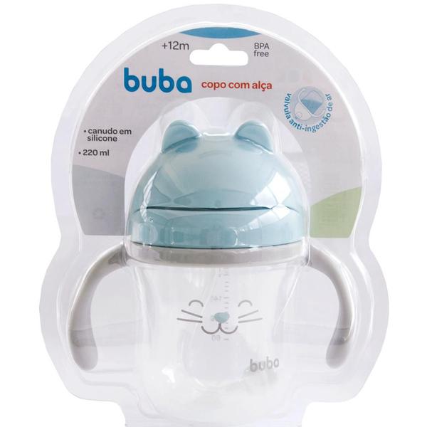 Imagem de Copo Com Alça Removível Gatinho Buba Azul 220ml