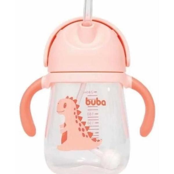 Copo Com Alça Transição Canudo Silicone E Válvula Dino Buba Imagem de Copo Com Alça Transição Canudo Silicone E Válvula Dino Buba