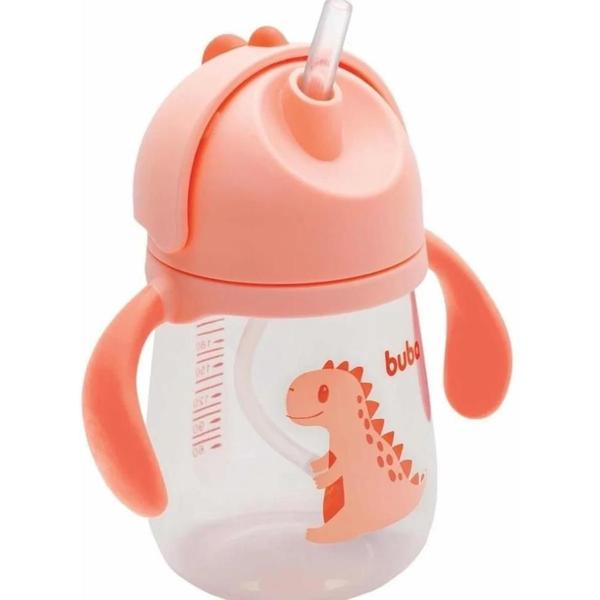 Copo Com Alça Transição Canudo Silicone E Válvula Dino Buba Imagem de Copo Com Alça Transição Canudo Silicone E Válvula Dino Buba