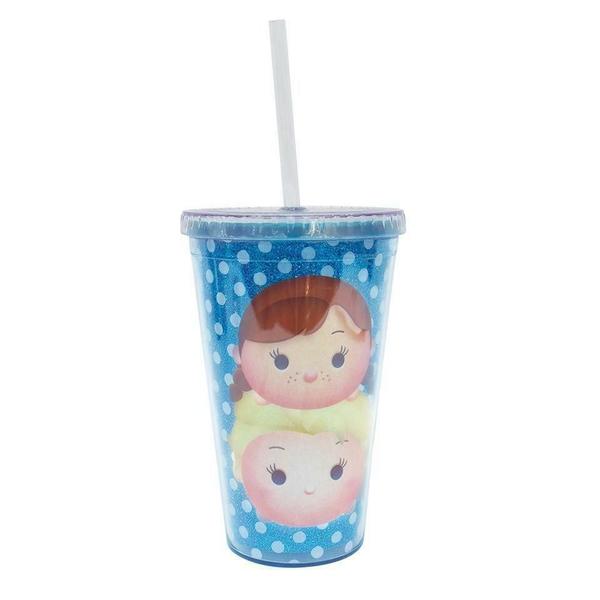 Imagem de Copo Com Canudo Azul Anna E Elsa Frozen Tsum Tsum 450ml - Di - Disney