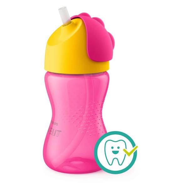 Imagem de Copo com canudo curvado 300ml rosa e amarelo - Philips Avent