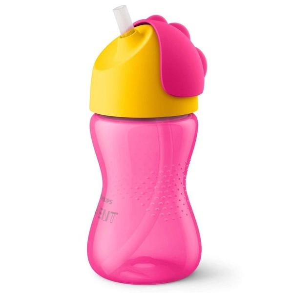 Imagem de Copo com canudo curvado 300ml rosa e amarelo - Philips Avent