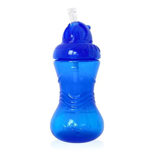 Imagem de Copo com Canudo de Silicone e Tampa Retrátil Azul 300ml - Nûby