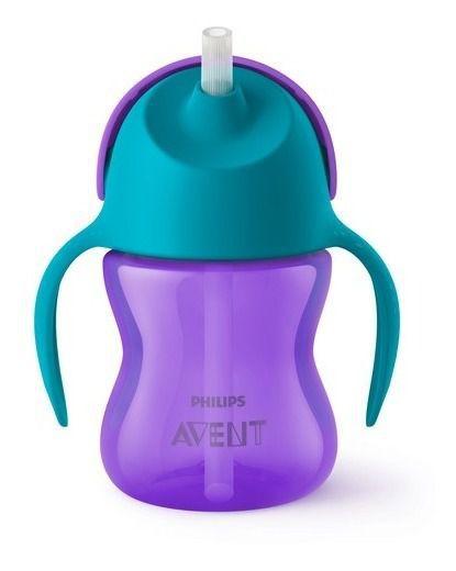 Imagem de Copo Com Canudo Infantil Curvado Avent Dinossauro Roxo 200ml - Philips Avent