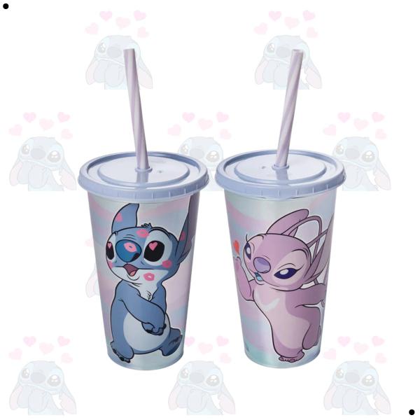 Imagem de Copo com Canudo Stitch Metalizado 500ml - Plasútil