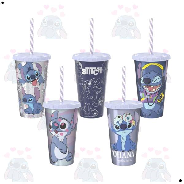 Imagem de Copo com Canudo Stitch Metalizado 500ml - Plasútil