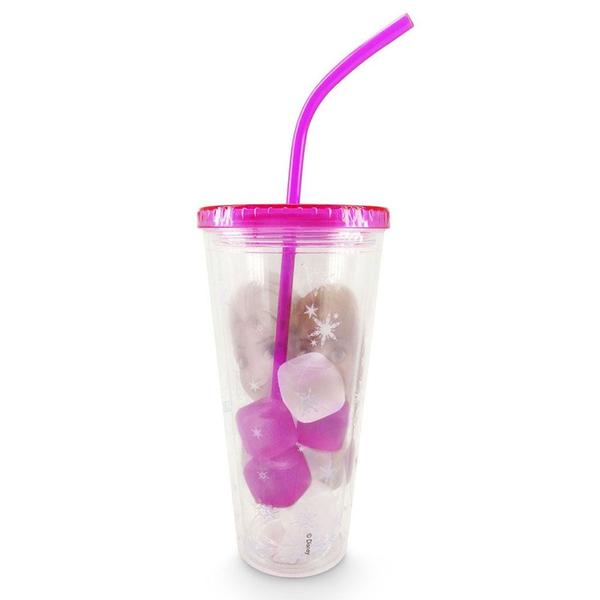 Copo Com Cubos De Gelo Anna & Elsa 600ml Frozen - Disney Imagem de Copo Com Cubos De Gelo Anna & Elsa 600ml Frozen - Disney