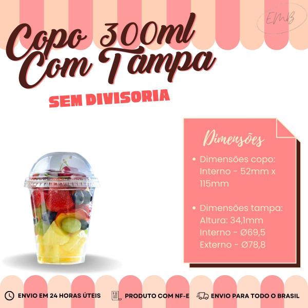 Imagem de Copo Com Tampa 300ml Sem Furo Doces Salada De Fruta - 40unds