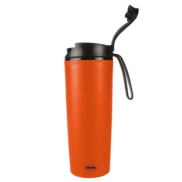 Imagem de Copo com Tampa para Cafe 450ml Aco Inox Antiqueda Laranja  Mor 