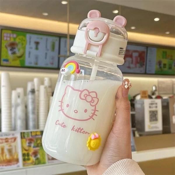 Imagem de Copo de Água Hello Kitty e Pochacco 500ml - Com Canudo e Design de Desenho Animado