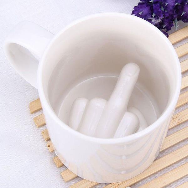 Imagem de Copo de água Wokex Creative White Middle Finger Ceramic 350mL