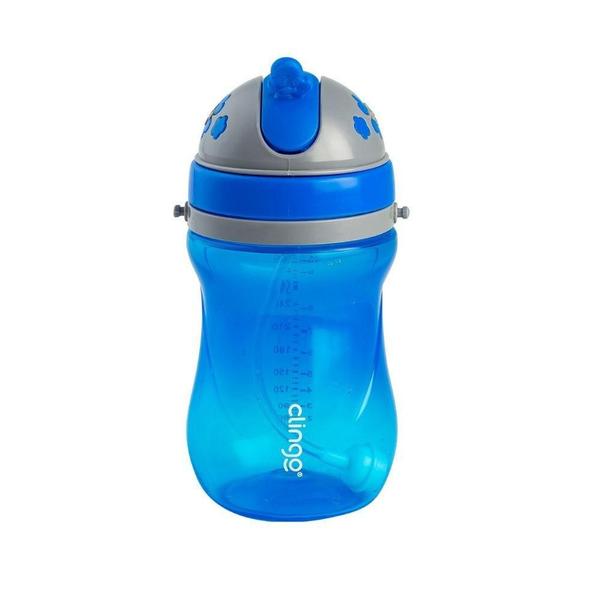 Imagem de Copo De Bebe Clingo 6+ Alça Removível Com Canudo Azul C2220