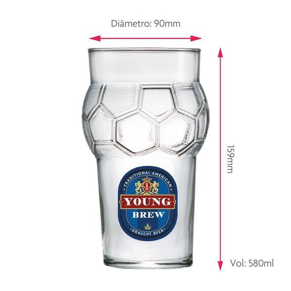 Imagem de Copo de Cerveja Frases Cerveja Rótulos Young Futebol 580ml