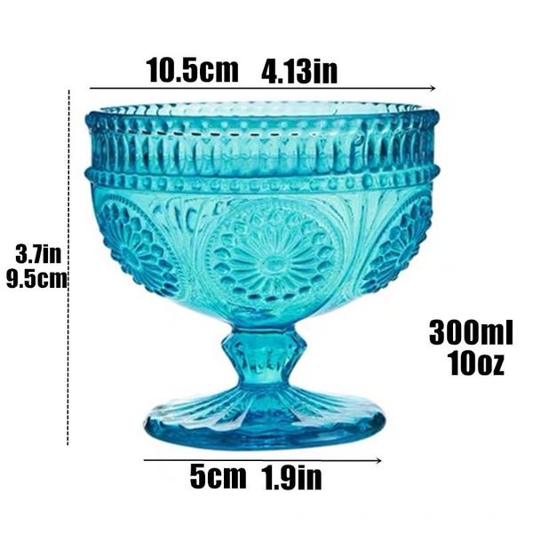 Imagem de Copo de copo de tigela de sorvete copo retro bebendo 300ml festa de casamento Sobremesa Bowls Trifle Salada de Suco de Coquetel de Suco Gravura (Azul)