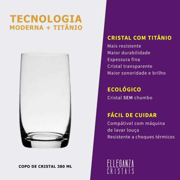 Imagem de Copo De Cristal Bohemia Para Água e Suco 380 ml Ideal 12 Peças