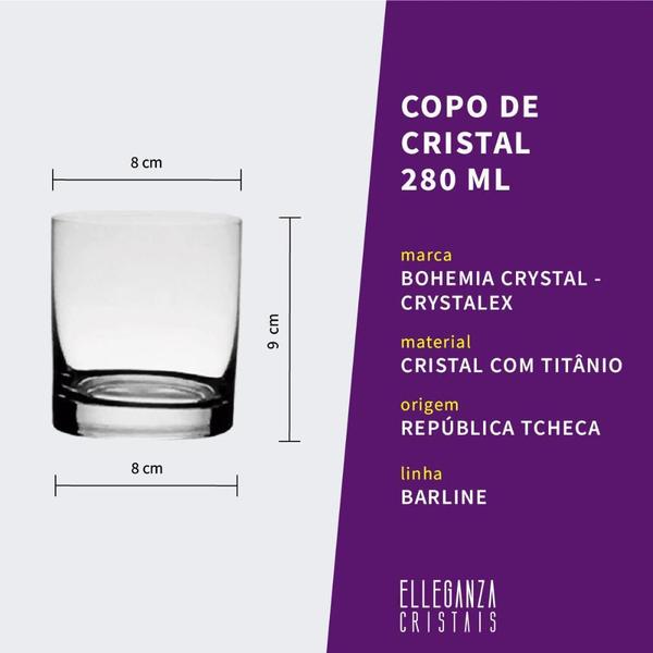 Copo De Cristal Bohemia Para Whisky 280Ml Barline 12 Peças - Bohemia Crystal Imagem de Copo De Cristal Bohemia Para Whisky 280Ml Barline 12 Peças