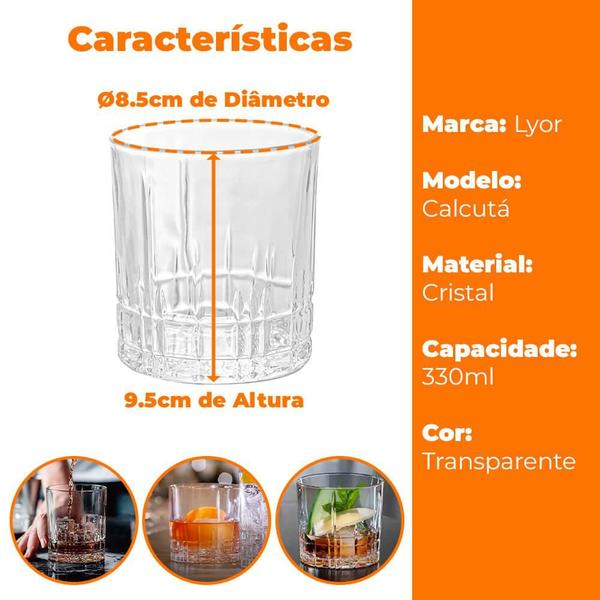 Imagem de Copo de Cristal De Whisky Transparente Calcutá 330ml 1 peça - Lyor