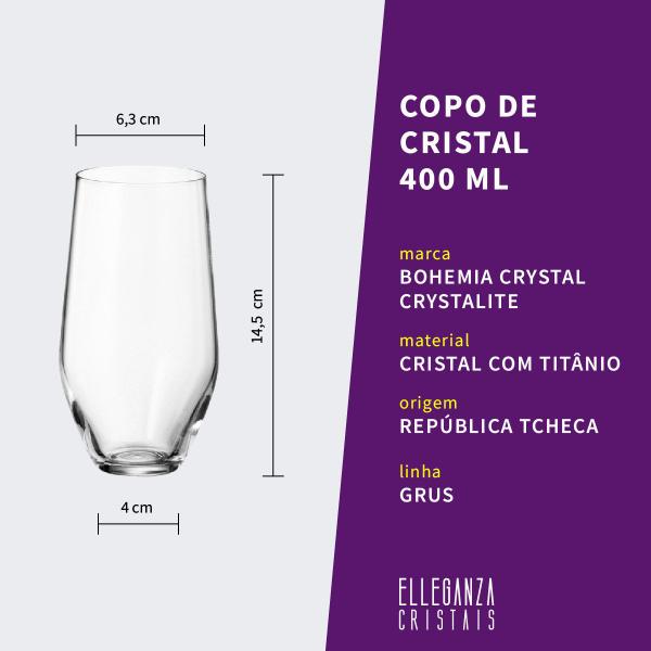 Imagem de Copo De Cristal Para Água 400 ml Linha Grus Bohemia