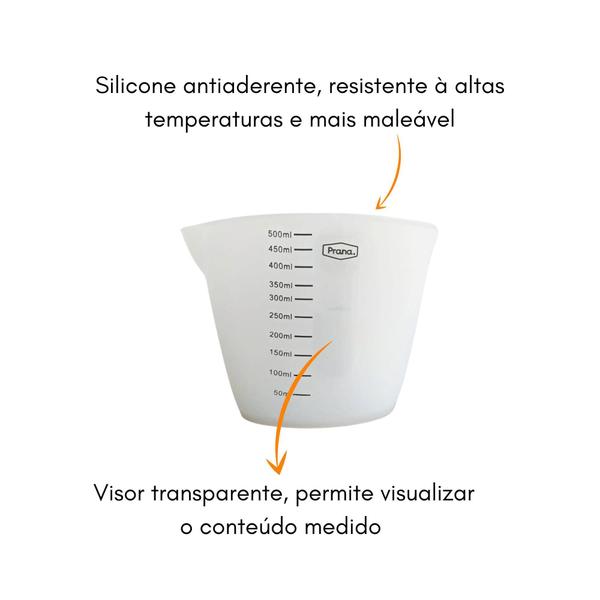 Imagem de Copo De Medidas 500Ml Silicone Flexível Com Bico Duplo Prana