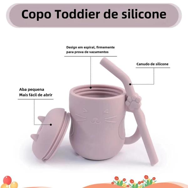 Imagem de Copo de Palha de Silicone para Bebê - Sem BPA, Portátil e à Prova de Vazamentos