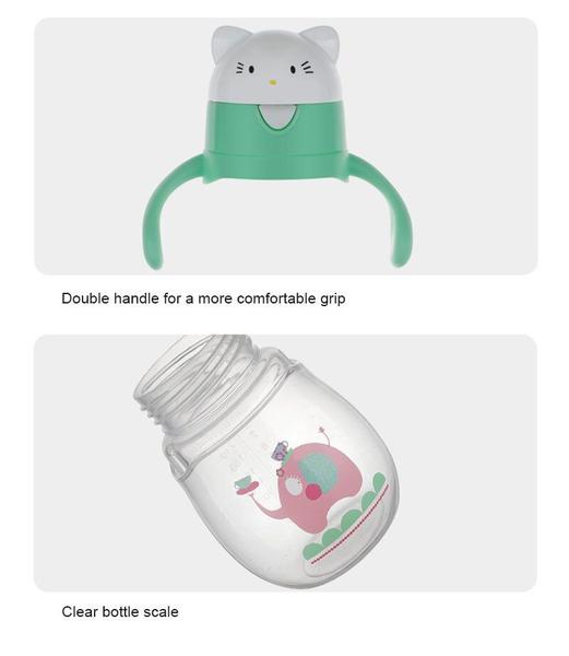 Copo de palha infantil bonito de 270ml com alças duplas baby feeding learning drinking bottle Kids Water Sippy Cups Xícaras (Verde) - HTTN Imagem de Copo de palha infantil bonito de 270ml com alças duplas baby feeding learning drinking bottle Kids Water Sippy Cups Xícaras (Verde)