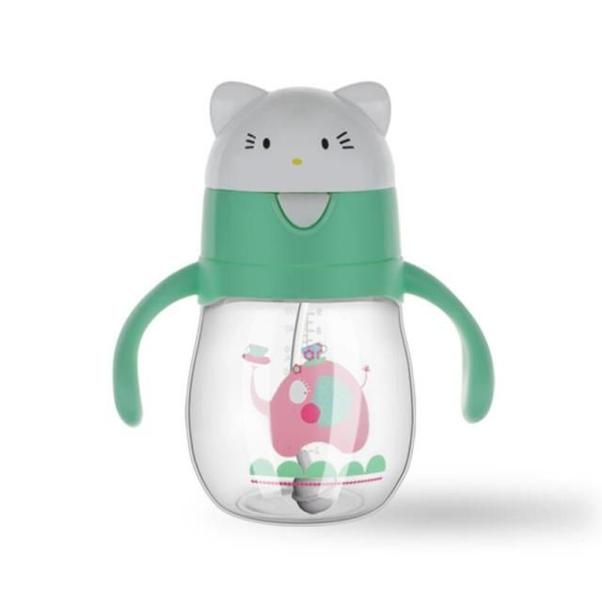 Copo de palha infantil bonito de 270ml com alças duplas baby feeding learning drinking bottle Kids Water Sippy Cups Xícaras (Verde) - HTTN Imagem de Copo de palha infantil bonito de 270ml com alças duplas baby feeding learning drinking bottle Kids Water Sippy Cups Xícaras (Verde)