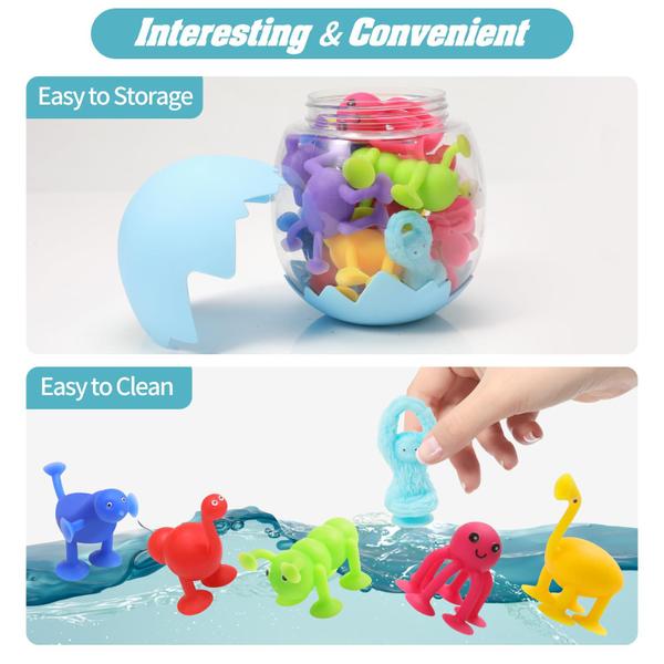 Imagem de Copo de sucção de brinquedos de banho Silicone Animal para crianças 12 unidades