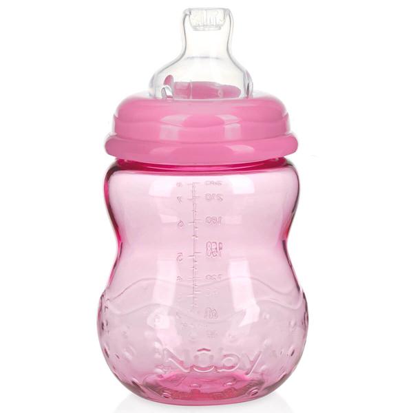 Imagem de Copo de Transição Antivazamento Núby Infantil Menina 240ml 3m+ Rosa Tampa Alças Removíveis