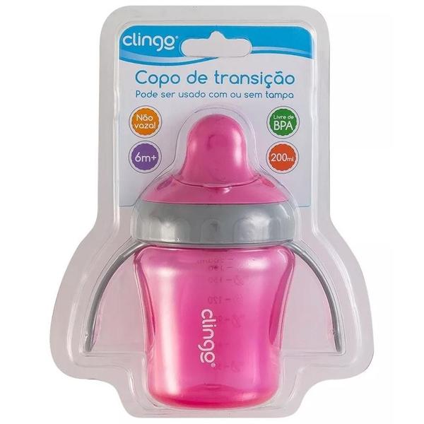 Imagem de Copo de Transição Clingo Rosa 200ml 6m+ C2224