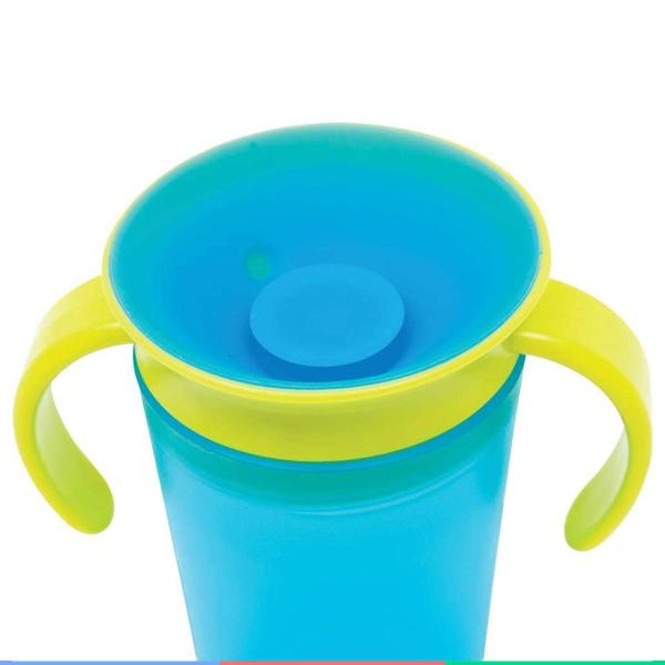 Imagem de Copo De Transição Infantil Bebê Criança 360 Antivazamento 260 ML Com Alças Azul E Verde Buba