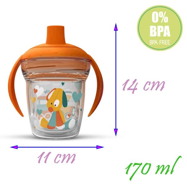 Imagem de Copo de Transição Mamadeira 170 ml com Alça Bico Rígido Colorido 