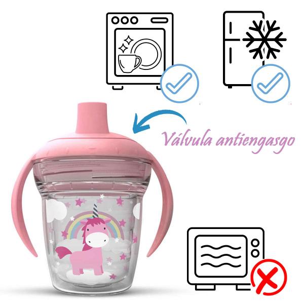 Imagem de Copo de Transição para Bebês 170 ml com Alça Bico Rígido Válvula Antiengasgo 