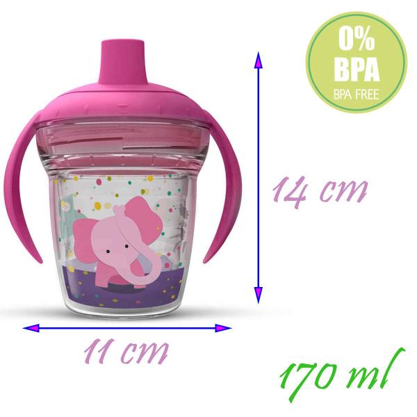 Imagem de Copo de Transição para Bebês 170 ml com Alça Bico Rígido Válvula Antiengasgo 