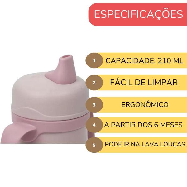 Imagem de Copo De Transição Térmico Bebê Água Suco Antivamento Rosa