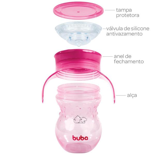 Imagem de Copo De Treinamento 360 Anti Vazamento Com Alça 250ml Buba