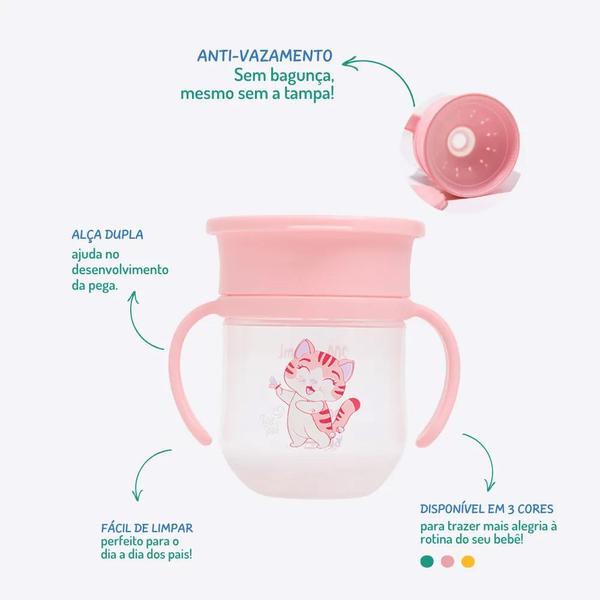 Imagem de Copo de Treinamento 360º 200ml +6m Rosa Petit Piá