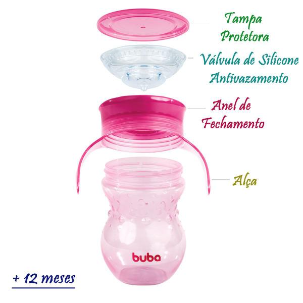 Imagem de Copo de Treinamento 360º Antivazamento com Alça 270 ml Azul Rosa Verde Buba