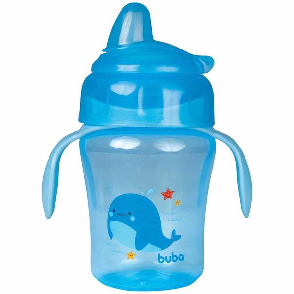 Imagem de Copo de Treinamento Bebê - Alça Removível - 240ml - Fundo do Mar - Azul - Buba