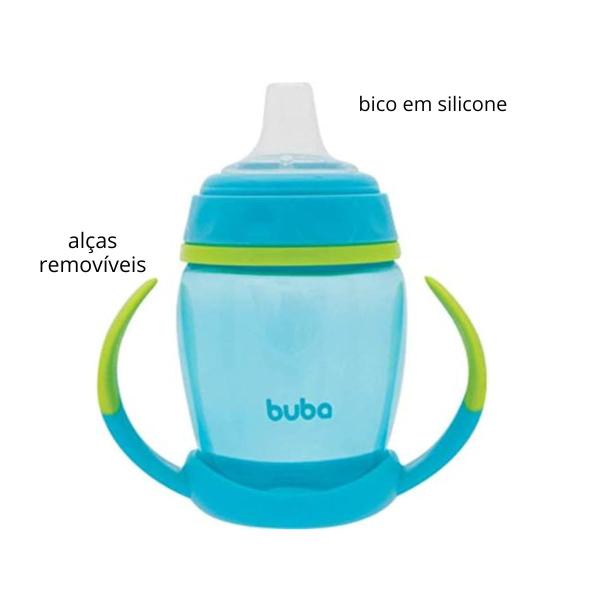 Imagem de Copo de treinamento Bebê Buba 250ml com alça removível Azul