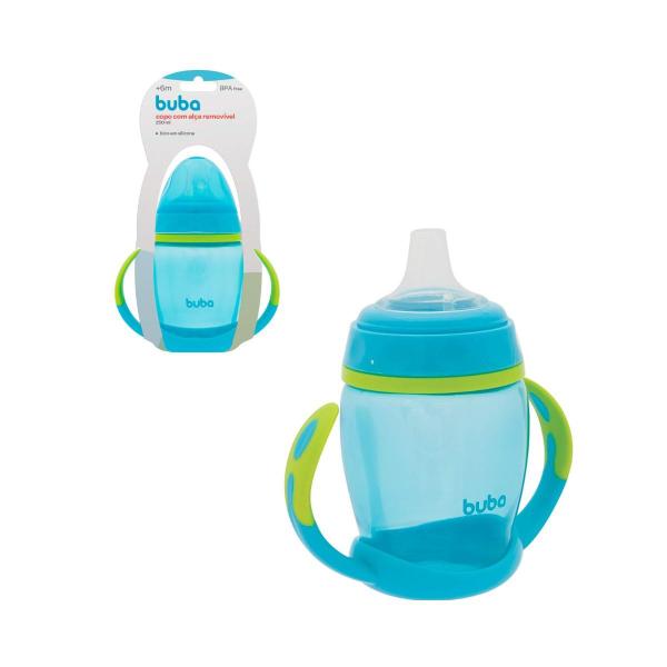 Imagem de Copo de treinamento Bebê Buba 250ml com alça removível Azul