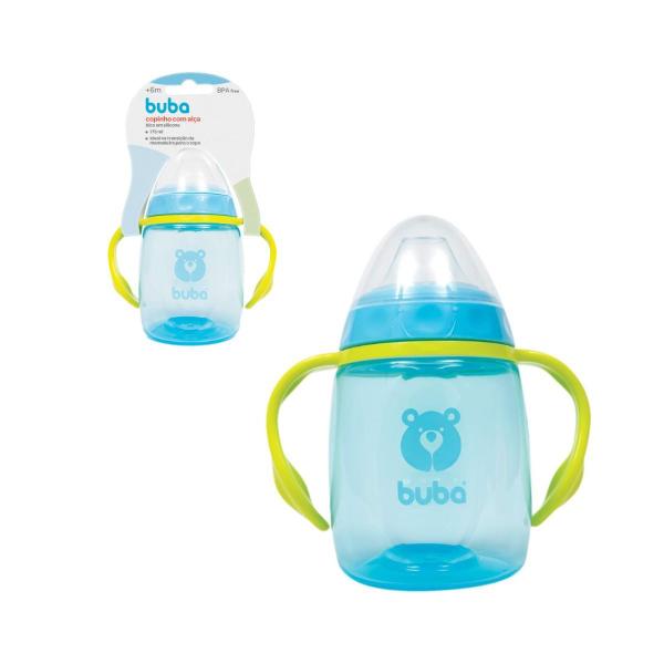 Imagem de Copo de treinamento Bebê Buba 300ml com alça removível Azul