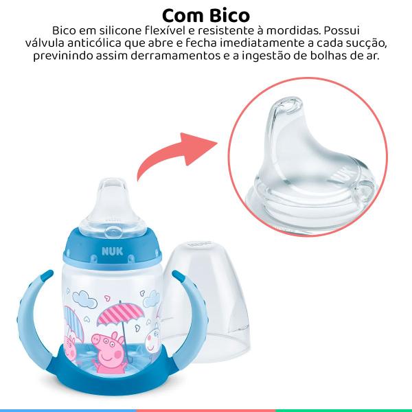 Imagem de Copo De Treinamento Infantil Bebê Criança Com Alças Antiderrapantes 150ML +6 Meses Peppa Pig Azul Nuk