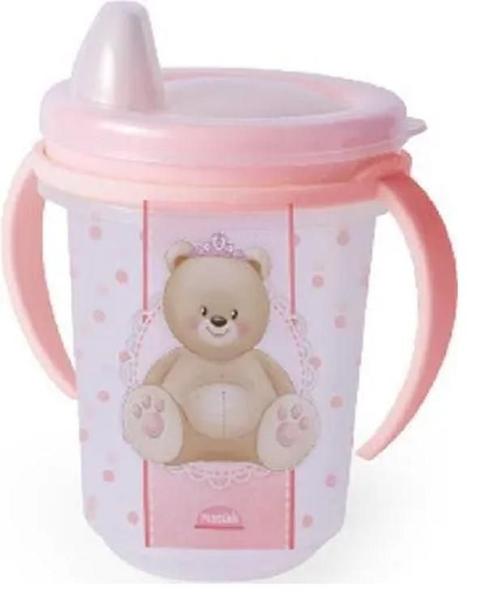 Copo De Treinamento Infantil Com Tampa Alça Ursa 330Ml - Plasutil Imagem de Copo De Treinamento Infantil Com Tampa Alça Ursa 330Ml