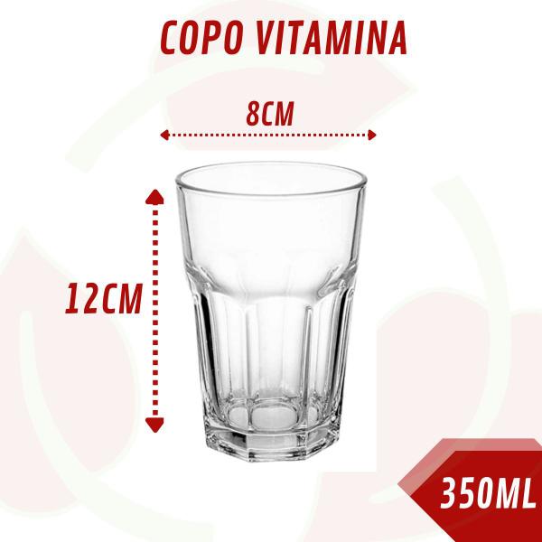 Imagem de Copo de vidro 350ml Vitaminas sucos ou smoothies 6 Unidades