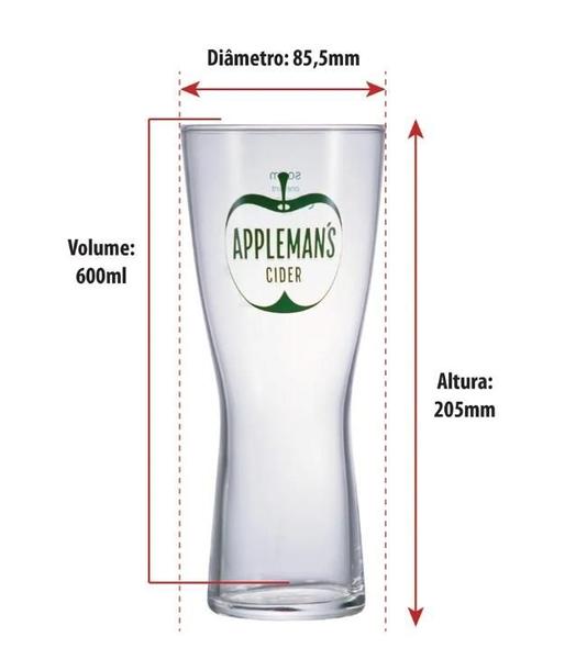 Copo de Vidro Applemans Cider Para Cerveja 600ml LICENCIADO - Ruvolo Imagem de Copo de Vidro Applemans Cider Para Cerveja 600ml LICENCIADO