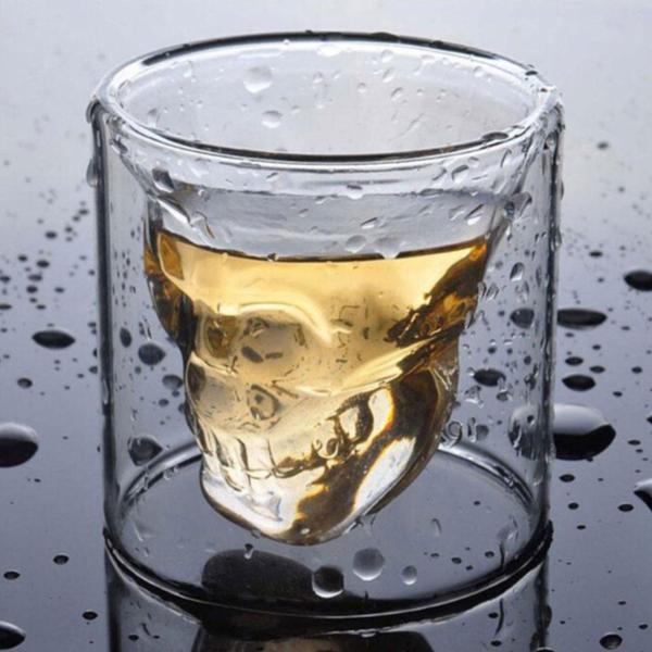 Imagem de Copo De Vidro Duplo Caveira 3D skull  Whisky 120ml