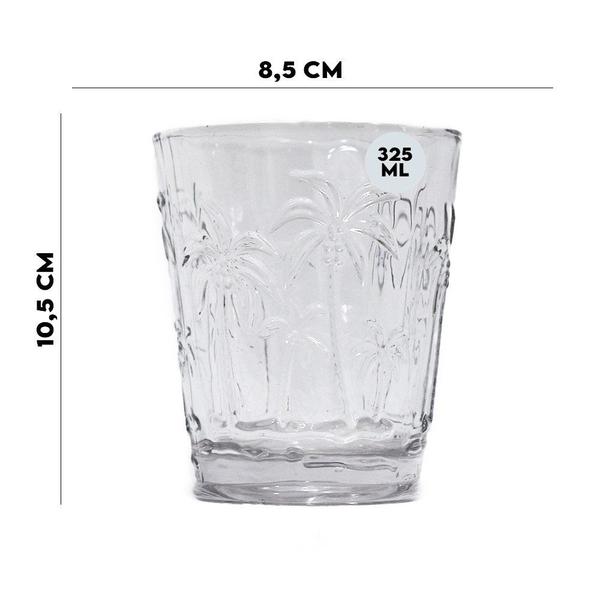 Imagem de Copo de Vidro Palm Trees Transparente BTC Decor 325ml